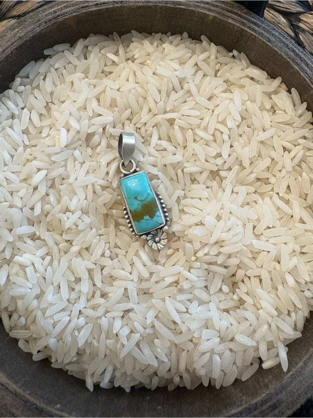 Mine #8 Turquoise Sterling Silver Floral Pendant